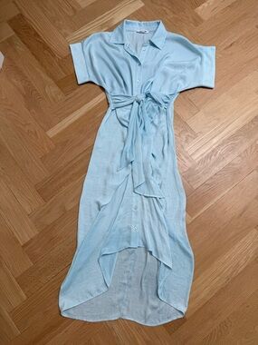 Steve Madden Light Blue High-Low Shirt Dress